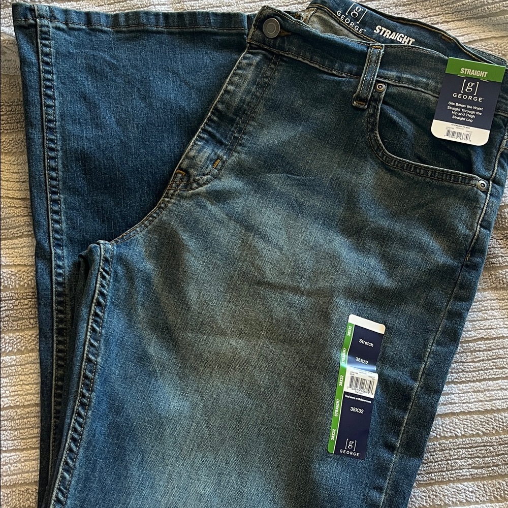 George Men's Straight Fit Blue Jeans
